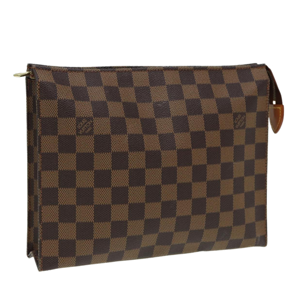 LOUIS VUITTON Damier Ebene Poche Toilette 26 Pouch N47543 LV Auth